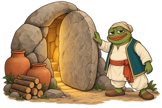 At the cave